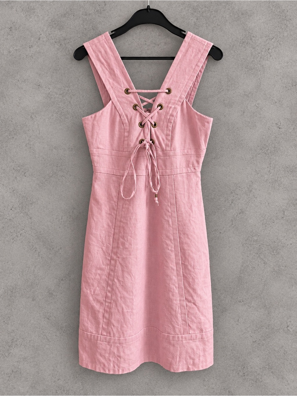 J.Crew Pink 100% Linen Lace-Up Dress Size 6